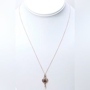 Antique 10K Yellow Gold Ladies Edwardian Purple Garnet & Glass Doublet Lavalier